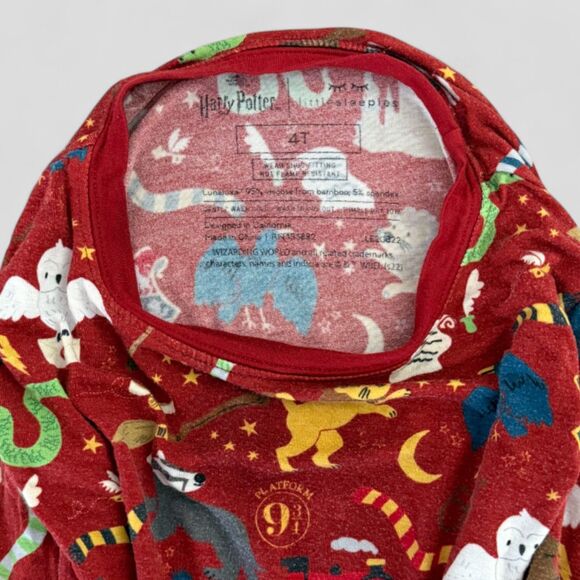 Little Sleepies Red Harry Potter Hogwarts Two Piece Bamboo Pajamas Set Size 4T - Picture 3 of 11